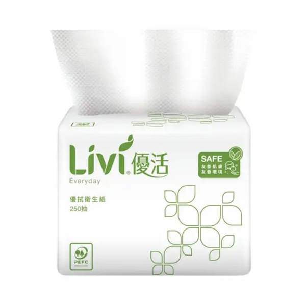 優活250抽優拭衛生紙 - 親膚柔軟不易破