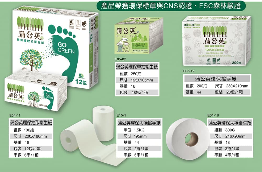 蒲公英環保大捲擦手紙 - 1.5公斤設計，減少補充次數