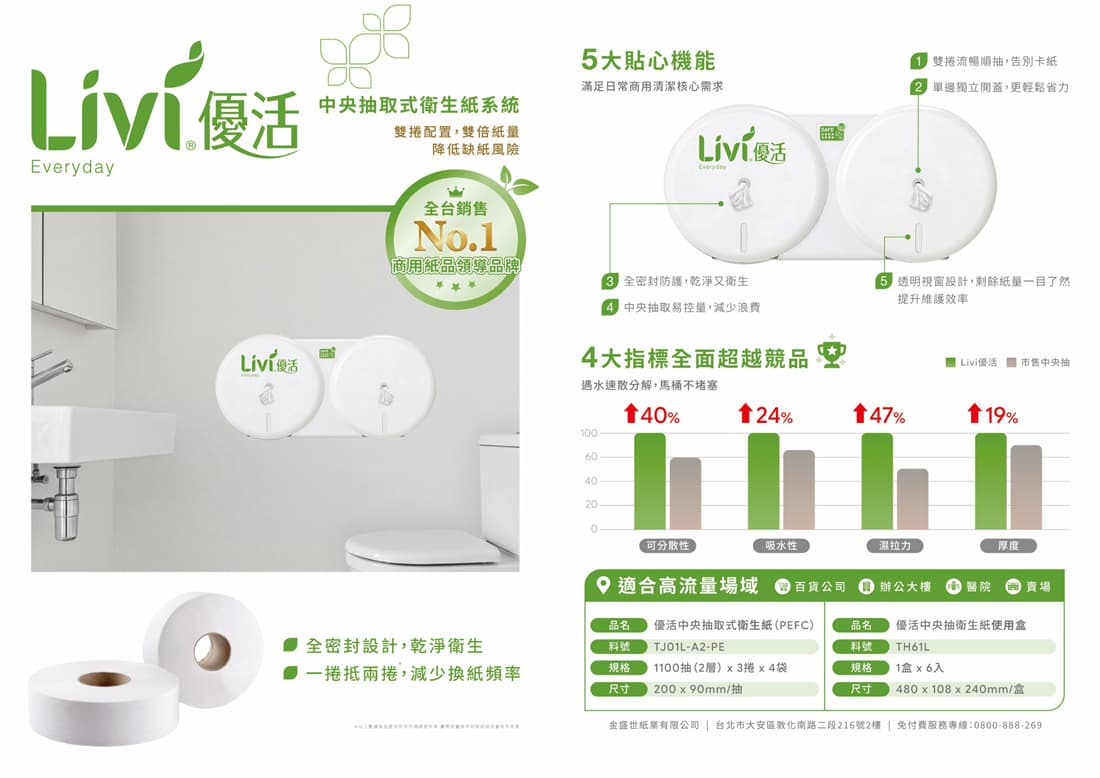 優活中央抽取式衛生紙與使用盒